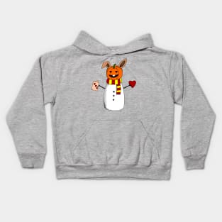 Happy Whatever! Pumpkin Snowman Bunny Kids Hoodie